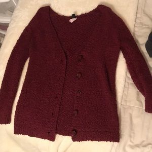 Chunky Wine Cardigan